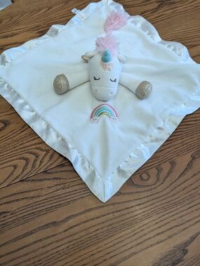 Douglas Baby Unicorn White Security Blanket Lovey Embroidered Rainbow Gold Wings